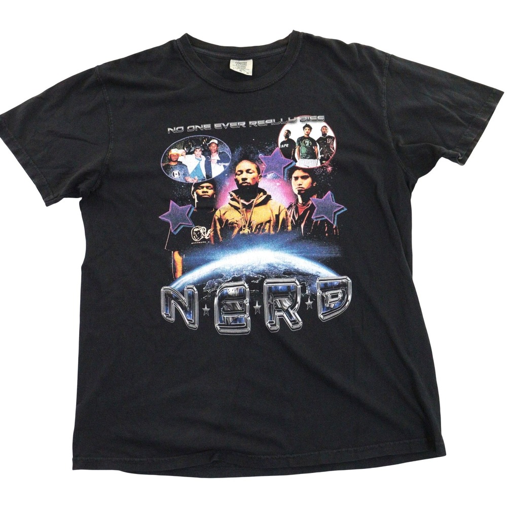 Comfort Colors N.E.R.D. No One Ever Really Dies Graphic T Shirt Hip Hop Black L